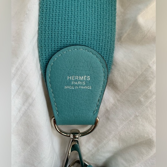 Authentic Hermes Evelyne Blue Atoll BAG Crossbody Strap GM Clemence Leather - Picture 16 of 16